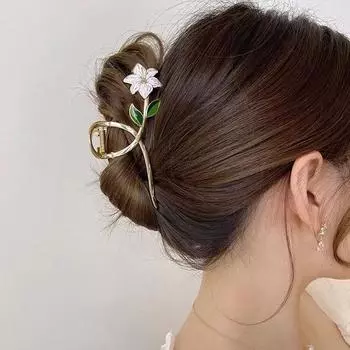 Новые женские металлические заколки для волос, элегантные золотые заколки-цветы, заколка-краб, повязка на голову, заколка для хвоста, головные уборы, аксессуары для волос, заколка-акула аэро