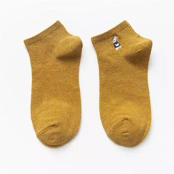 Новые женские милые носки с вышивкой в виде медведя, собаки, совы, кошки, птицы, кролика, овцы, конфетных цветов, забавные, кавайные, до щиколотки, дропшиппинг EU 34-40 US 4-7