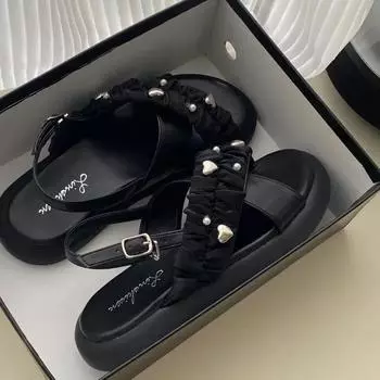 Новые женские модные черные летние босоножки на платформе в стиле французской моды, универсальные темпераментные женские спортивные туфли, тренд 35 чёрный