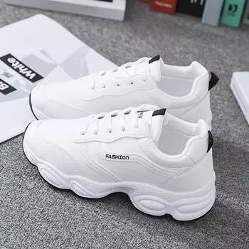 Новые женские модные кожаные кроссовки на массивном каблуке, белые кроссовки, спортивные кроссовки 35 красный