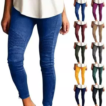 Новые женские модные повседневные брюки-карандаш, тонкие полосатые эластичные брюки на молнии L чёрный