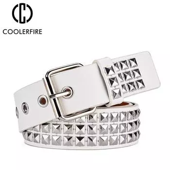 Новые женские модные ремни высокого качества, роскошные ремни с квадратными бусинами и заклепками для мужчин и женщин, джинсы в стиле панк-рок, дизайнерские ремни LB2230 China&110cm белый