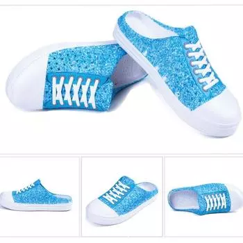 Новые женские модные сандалии без шнуровки, легкие удобные с цветочным принтом, дышащие уличные пляжные тапочки на плоской подошве с круглым носком 36 синий