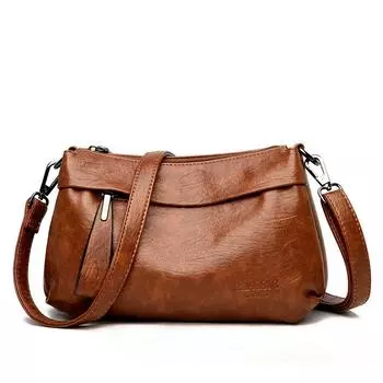 Новые женские модные сумки в стиле ретро, однотонная сумка из искусственной кожи на плечо, подмышки, повседневные женские сумки-бродяги через плечо, сумка-тоут коричневый