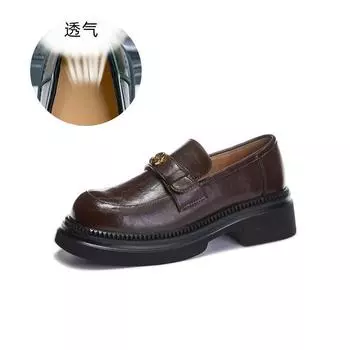 Новые женские мокасины 2025 года, весенние туфли на толстом каблуке, маленькие кожаные туфли с одной педалью, модные туфли женские, маленькие ароматные туфли для женщин 35