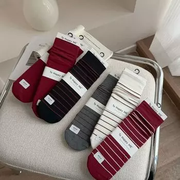 Новые женские носки Ankola красного цвета, ультрамягкие хлопковые носки без косточек, однотонные полосатые женские носки, хлопковые носки, носки Zhuji One Size
