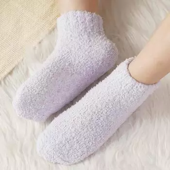 Новые женские носки-гольфы, женские утолщенные носки из кораллового флиса, теплые домашние напольные силиконовые нескользящие невидимые хлопковые носки-лодочки One Size