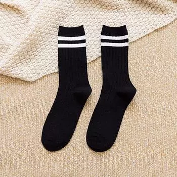 Новые женские носки в корейском и японском стиле, свободные носки, носки школьницы Харадзюку, однотонные, вязаные спицами, полосатые, повседневные хлопковые носки Size Suit For 35-42