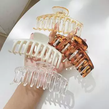 Новые женские очень большие заколки для волос, заколка-краб, хвостик для девочек, когти для ванны, модные аксессуары для волос, подарочные головные уборы серый