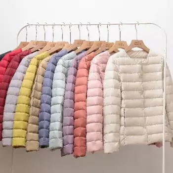 Новые женские однотонные легкие пуховые пальто без воротника на пуговицах теплая короткая пуховая куртка мягкая удобная утолщенная тонкая короткая стеганая куртка M