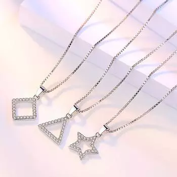 Новые женские ожерелья из стерлингового серебра 925 пробы с подвеской в виде пятиконечной звезды в форме сердца, качественные циркониевые ключичные цепочки, длина ювелирных изделий 45 см
