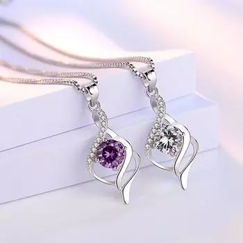 Новые женские ожерелья из стерлингового серебра 925 пробы, элегантная подвеска в форме сердца, высококачественная цепочка для ключей с цирконием, длина 45 см