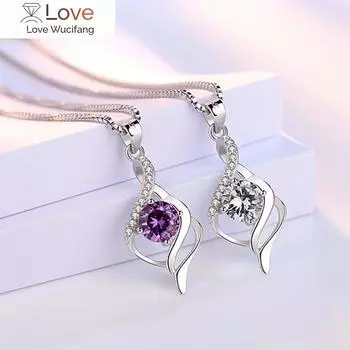 Новые женские ожерелья из стерлингового серебра 925 пробы, элегантная подвеска в форме сердца, высококачественная цепочка для ключей с цирконием, длина 45 см