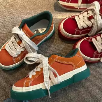 Новые женские парусиновые туфли весна-осень ретро мода повседневная обувь низкие кроссовки на шнуровке студенческие кроссовки на плоской подошве для бега 35 красный
