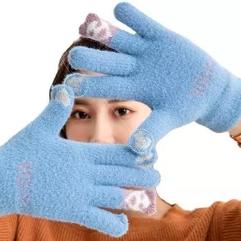 Новые женские перчатки для сенсорных экранов Fingertip Bear, модные теплые зимние перчатки, милые перчатки для сенсорных экранов с разделенными пальцами из мультфильмов average size