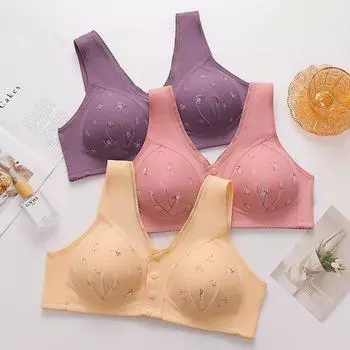 Новые женские передние пряжки большого размера без стального кольца, среднего возраста дышащие и бесшовные, удобные бюстгальтеры и нижнее белье с принтом 36/80