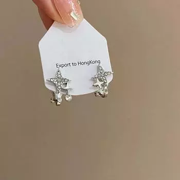 Новые женские персонализированные универсальные серьги с двойной звездой и без отверстий для ушей