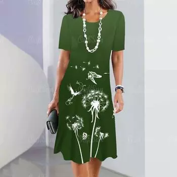 Новые женские платья, элегантные повседневные платья с коротким рукавом и цветочным принтом, стиль кемпинга Y2k, модные винтажные платья больших размеров 2023 года 2XL