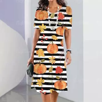 Новые женские платья с графическим принтом, элегантные и красивые платья миди, летнее цельное платье больших размеров для женщин S