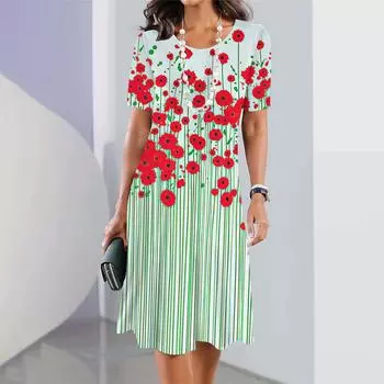 Новые женские платья с полосатым графическим принтом Элегантные платья Летние платья Большие размеры Женская мода S