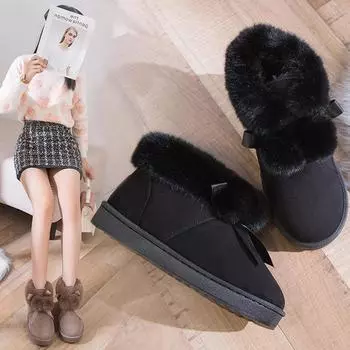 Новые женские повседневные ботинки с низким берцем на плоской подошве, нескользящие теплые женские легкие короткие ботинки 35 чёрный