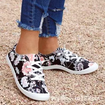 Новые женские повседневные кроссовки элегантные с цветочным принтом на шнуровке плоские туфли без застежек модные туфли с круглым носком вулканизированные туфли zapatos de mujer 35