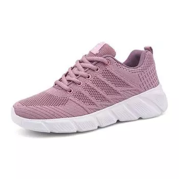 Новые женские повседневные кроссовки большого размера из сетчатой ткани Fly на плоской подошве летом 35 фиолетовый