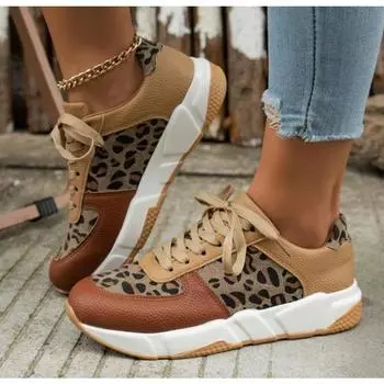 Новые женские повседневные кроссовки на платформе с леопардовым принтом, вулканизированная обувь на толстой подошве, женские повседневные балетки, обувь для ходьбы, большой размер 43 36