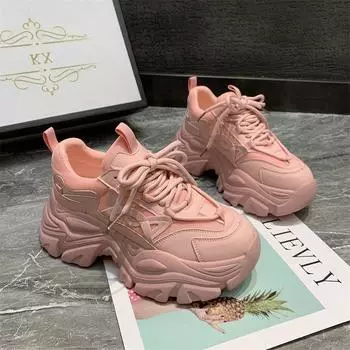 Новые женские повседневные массивные кроссовки, весенние модные кроссовки на платформе со шнуровкой, уличные прогулочные кроссовки, разноцветные Zapatillas Mujer 35 белый