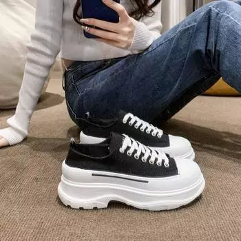 Новые женские повседневные парусиновые туфли на плоской подошве со шнуровкой из кожи высокого качества, модные женские кроссовки Gump с плоской подошвой 35