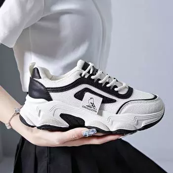 новые женские повседневные туфли белые дышащие женские кроссовки на шнуровке модные корейские версии женские теннисные туфли кроссовки на платформе 35