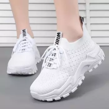 Новые женские повседневные туфли на толстой подошве, сетчатые дышащие модные кроссовки 36