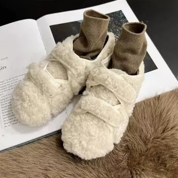 Новые женские повседневные туфли с круглым носком и мелким носком, женские мокасины, модные плюшевые тапочки, высококачественные удобные женские туфли на плоской подошве 35 чёрный