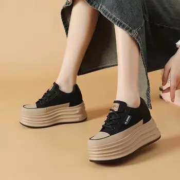 Новые женские повседневные туфли с низким верхом, толстая подошва, увеличение высоты 8 см, удобные, износостойкие, модные повседневные туфли 39