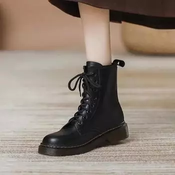 Новые женские прогулочные туфли на платформе, модные женские ботильоны на шнуровке, бархатные ботинки, повседневные женские короткие ботинки для активного отдыха 35