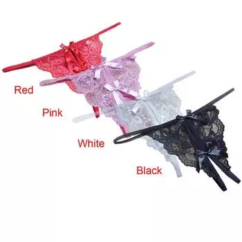 Новые женские прозрачные трусики с открытой вилкой и бантом. Рекомендуемые сексуальные трусики с ремешками.