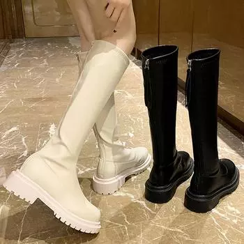 Новые женские резиновые сапоги, ботинки-женская обувь, женская зимняя обувь, ботильоны на низком каблуке, ботинки с круглым носком 35 белый