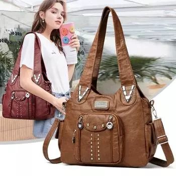 Новые женские роскошные сумки женские сумки дизайнерские винтажные мягкие кожаные сумки модная сумка-портфель мотоциклетная сумка сумки-тоут сумка-мессенджер серый