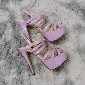 Новые женские сандалии для ночного клуба ультрамодные туфли невесты 14 см на очень высоком каблуке из кожи на платформе с ремешком на щиколотке 35 белый