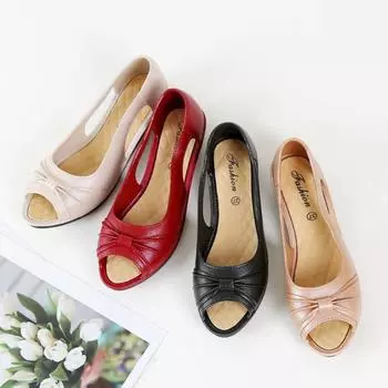 Новые женские сандалии из ПВХ, повседневные, летние, однотонные, с открытым носком, сандалии на танкетке, мягкая подошва, женская обувь среднего возраста 40 красный