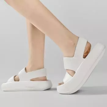 Новые женские сандалии на толстой подошве, летние модные сандалии с мягкой подошвой для пар и шлепанцы, легкая нескользящая пляжная обувь 35-36 чёрный