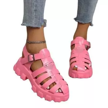 Новые женские сандалии Xia большого размера с толстой подошвой и ажурной отделкой в стиле ретро 35 белый