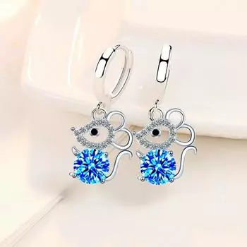 Новые женские серьги из стерлингового серебра 925 пробы, модные милые подвески в виде мыши, высокое качество, изящные серьги с цирконом, подарок