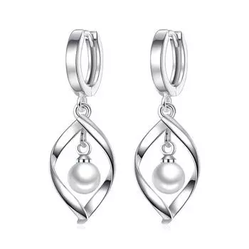 Новые женские серьги из стерлингового серебра 925 пробы с подвеской и жемчугом, универсальные серьги-подвески, ювелирные изделия в подарок