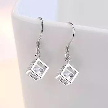 Новые женские серьги из стерлингового серебра 925 пробы, модные роскошные квадратные серьги-крючки, высококачественные серьги из циркония, ювелирные изделия в подарок