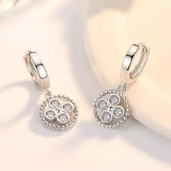 Новые женские серьги из стерлингового серебра 925 пробы с геометрическим кругом, модные универсальные серьги из циркония высокого качества, ювелирные изделия в подарок