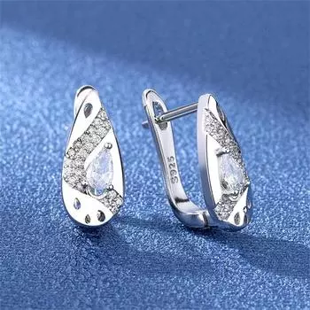 Новые женские серьги из стерлингового серебра 925 пробы, модные серьги-гвоздики в форме капли, высококачественные, с микро-инкрустацией цирконием, пара ювелирных украшений в подарок