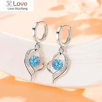 Новые женские серьги из стерлингового серебра 925 пробы, модные роскошные серьги в форме сердца с микро-инкрустацией цирконием, пара серег, ювелирный подарок