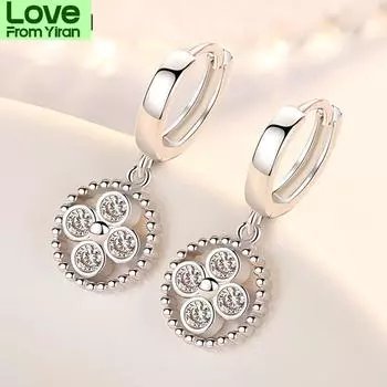 Новые женские серьги из стерлингового серебра 925 пробы с геометрическим кругом, модные универсальные серьги из циркония высокого качества, ювелирные изделия в подарок