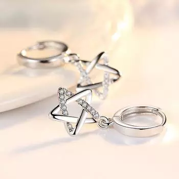 Новые женские серьги из стерлингового серебра 925 пробы, подвеска в виде пятиконечной звезды, микро-инкрустированная цирконием, пара сережек-гвоздиков, ювелирное изделие, подарок